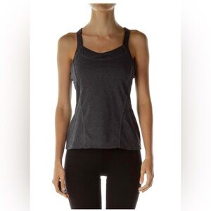 Athleta Gray Racerback Cross Strap Built In Bra Tank Top